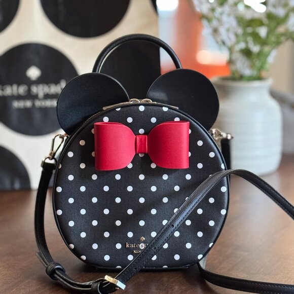 Disney x Kate Spade New York Minnie Mouse Crossbody Canteen Purse Polka Dot - Picture 1 of 6